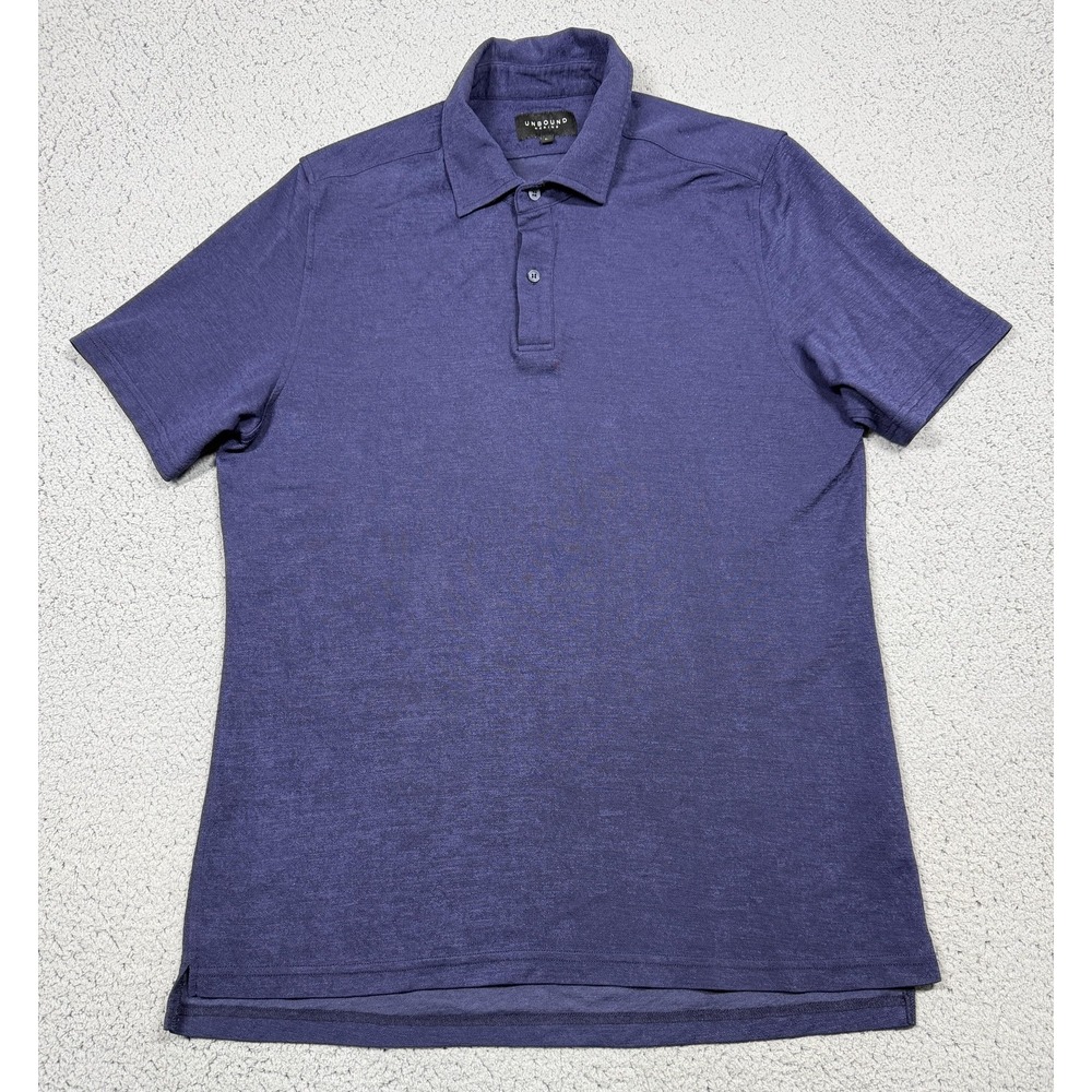 Unbound Merino Polo Shirt Mens Large Blue Merino Wool Blend Casual Travel